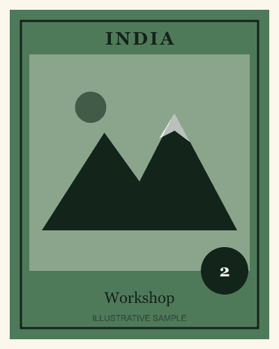 Illustrative stamp with mountains