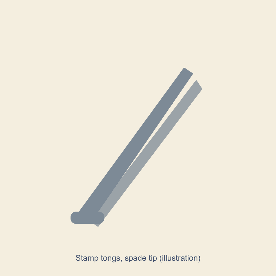 Stamp tongs, spade tip (illustration)